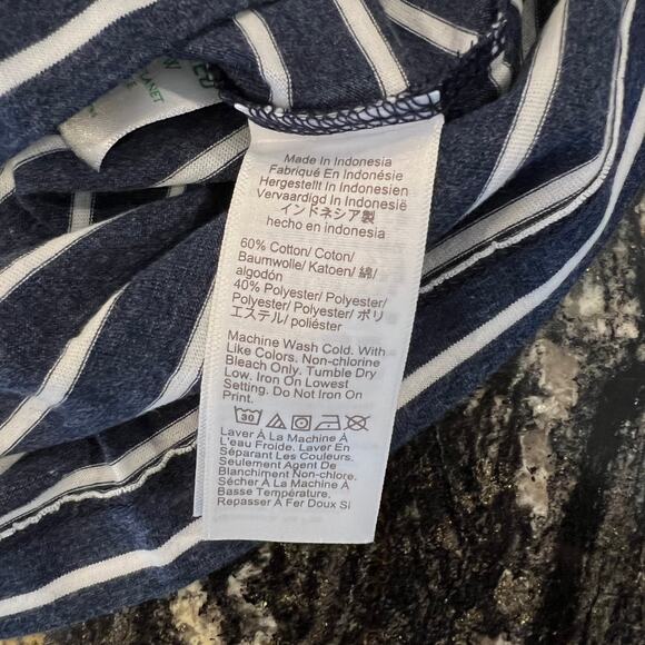 NWT J. Crew Men's Navy & White Heathered Slim Striped Pocket Tee - Picture 7 of 7